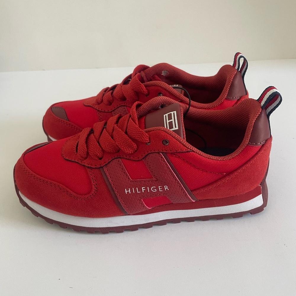 Tommy Hilfiger Red Sneakers with Suede and Mesh Design